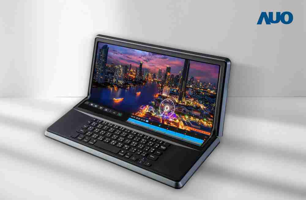 牛牛游戏14.6吋Micro LED折迭显示屏幕，，，搭配半径4mm的弯折绞炼，，，以及高画素、、高亮度、、高对比度的显示技术特点，，，，即便在大视角下仍保有绝佳色相与亮度